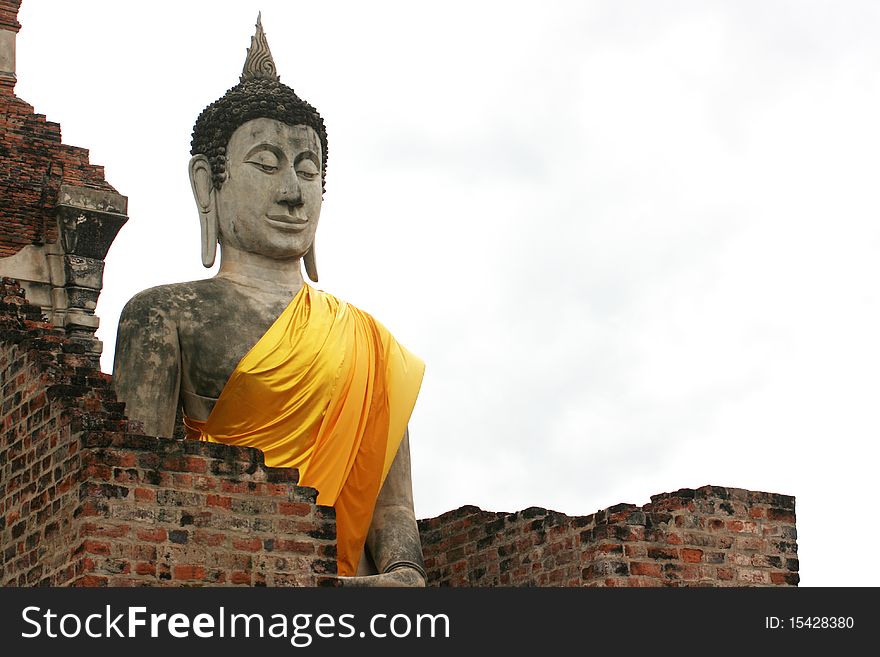 Buddha monument on the white background