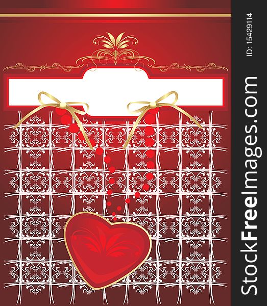 Heart on the decorative background. Wrapping. Illustration