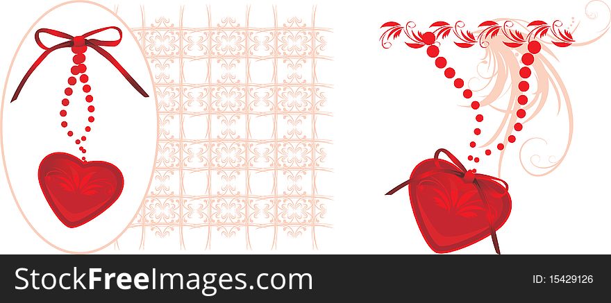 Hearts With Decorative Ornament For Design