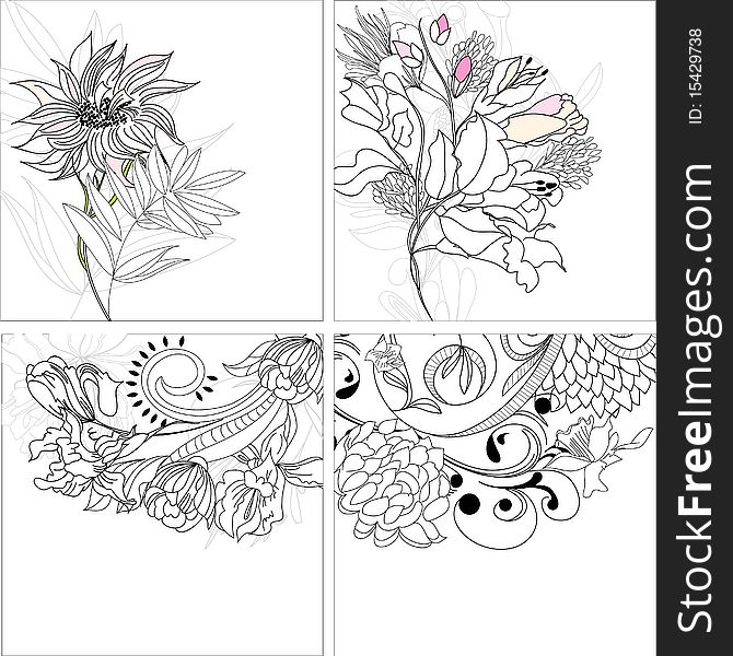 Set 9, floral background. Universal template for greeting card, web page, background