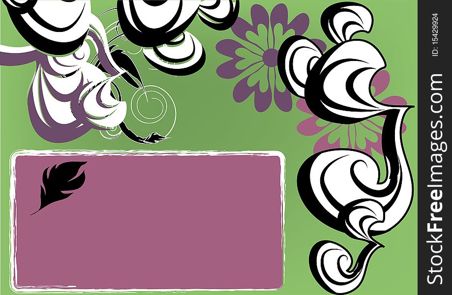 Abstracte Green And Purple Flowers