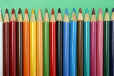 Row Of Pencil Crayons Royalty Free Stock Images