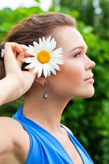 Female Profile With Flower Stock Photography
