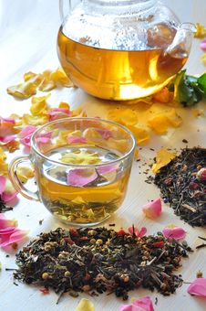 Tea With The Petals Of Roses Stock Photography Tea With The Petals Of Roses Stock Photography