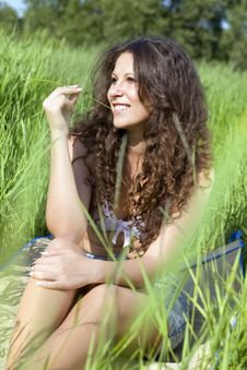 Woman In Green Grass Royalty Free Stock Photo Woman In Green Grass Royalty Free Stock Photo