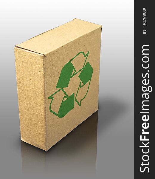 Recycle close brown paper box on reflect floor