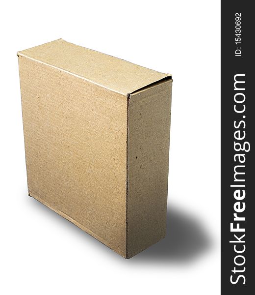 Front of recycle close brown paper box on white background