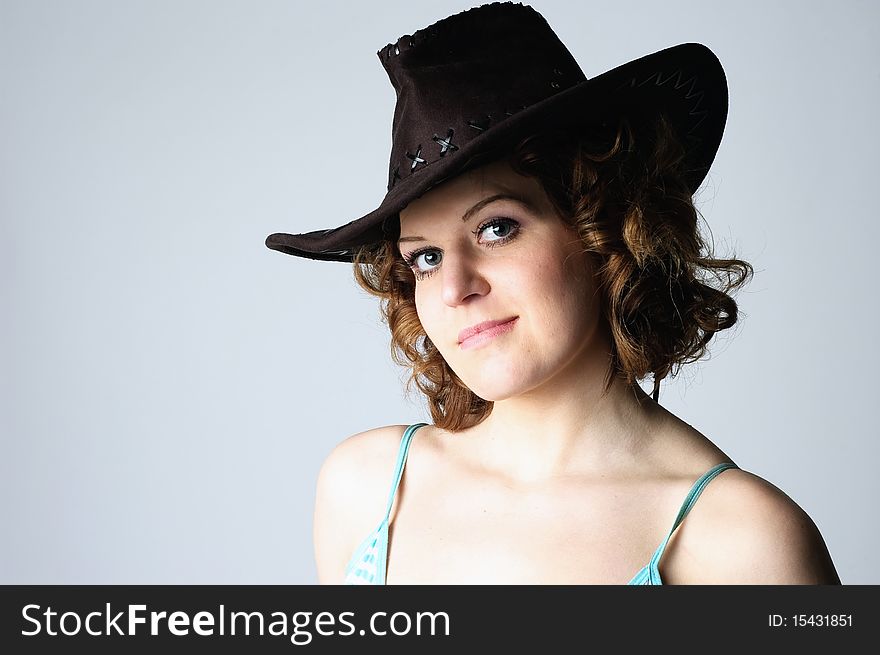 Portrait of the country woman in bikini. Portrait of the country woman in bikini.