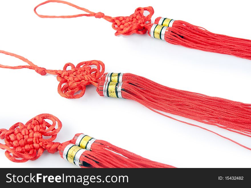 Red tassels of China knot - a kind of adornment in festival