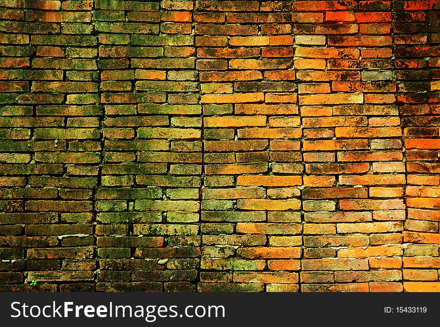 Red and green brick wall