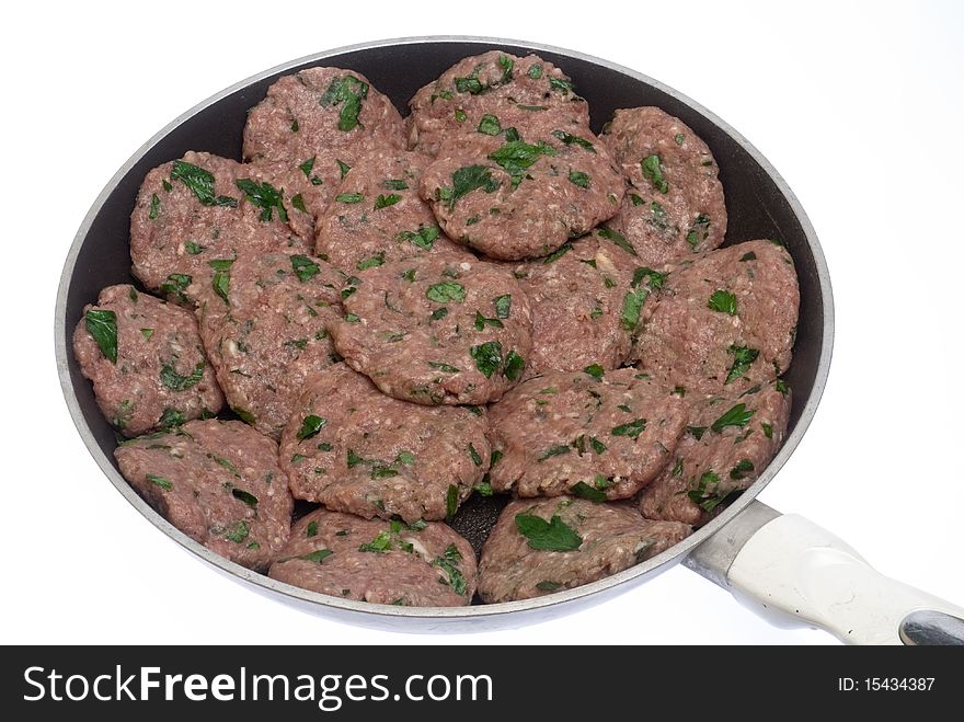 Meatball with parsley in bowl. Meatball with parsley in bowl