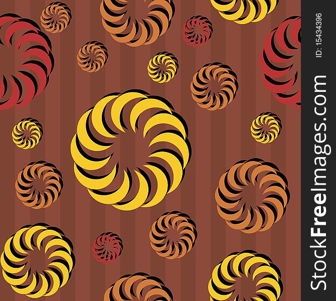 Background with colored circles on brown