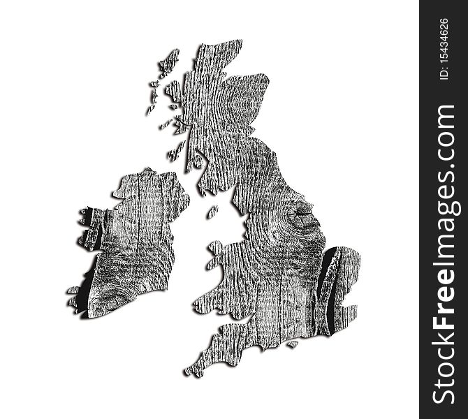 UK map filled with weathered wood texture. UK map filled with weathered wood texture