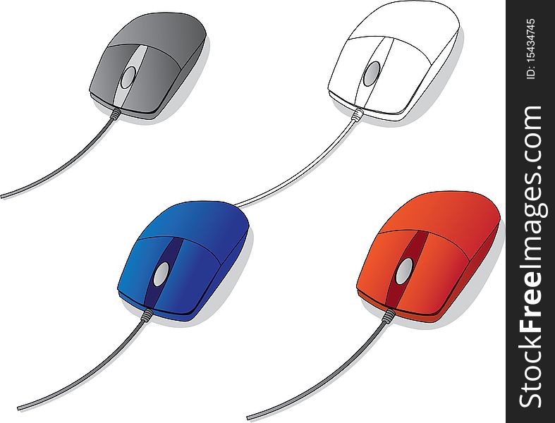 Four color computer mouse - vector illustration. Four color computer mouse - vector illustration
