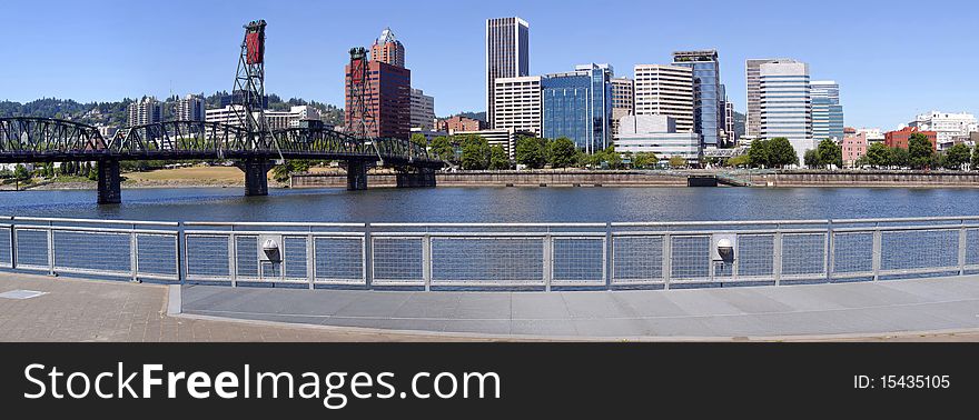 The downtown Portland Oregon a vista point from the Vera Kats promenade. The downtown Portland Oregon a vista point from the Vera Kats promenade.