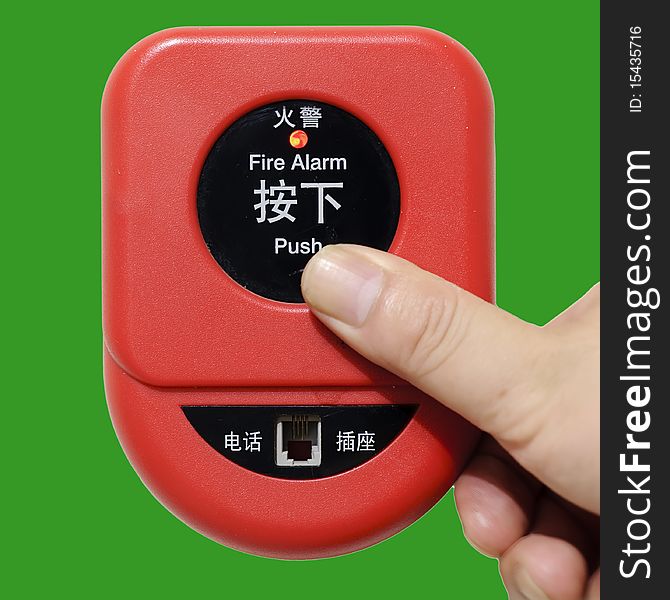 Press fire alarm button with isolated background
