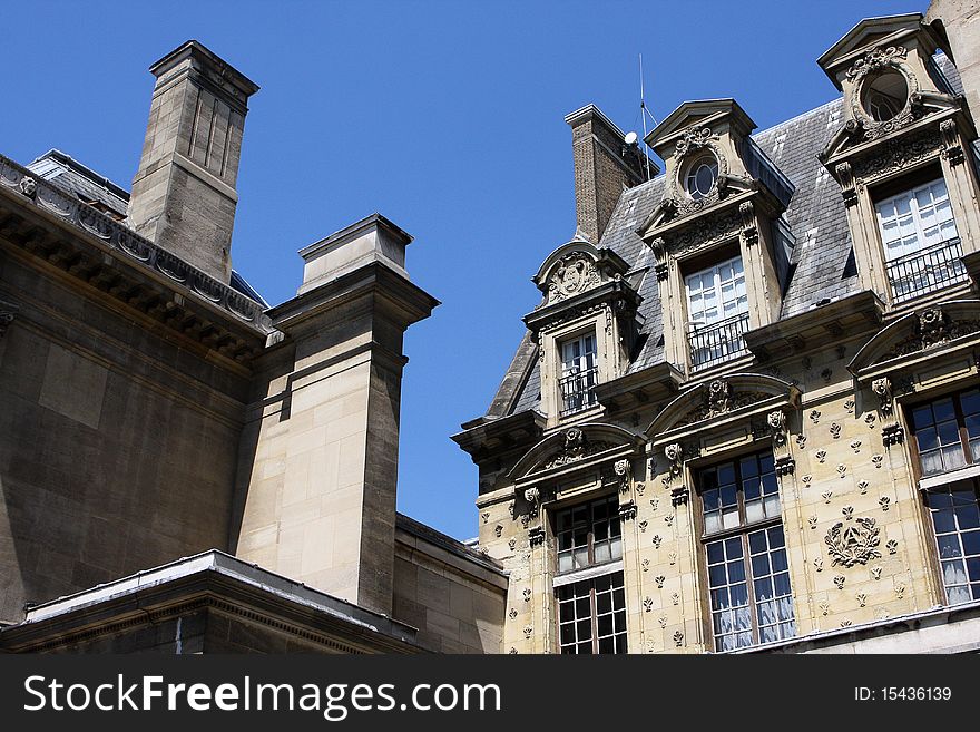 Detail of historic buildings in Paris, France. Detail of historic buildings in Paris, France