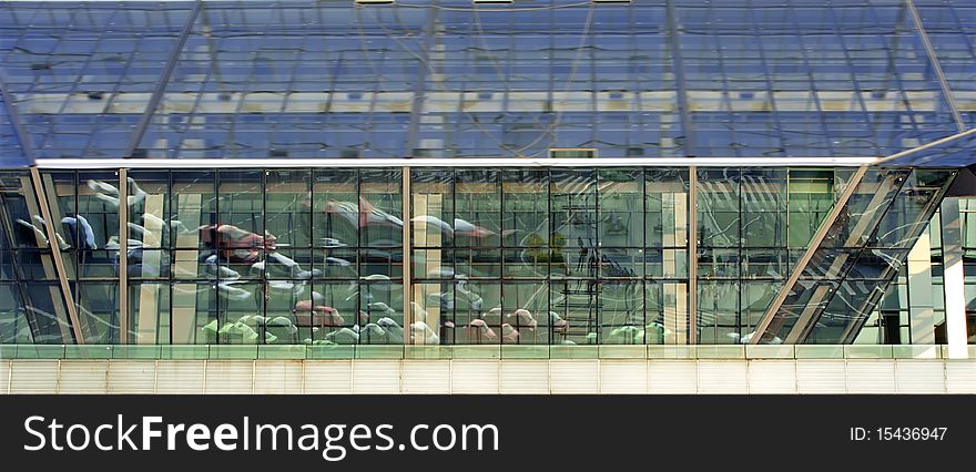 Mirror image of cars in running in the mirror. Mirror image of cars in running in the mirror