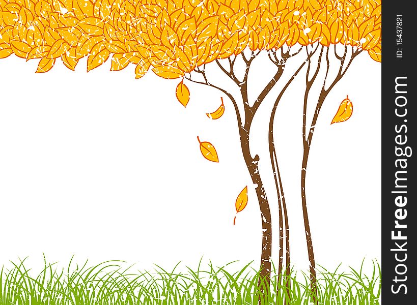 Grunge background with autumn tree