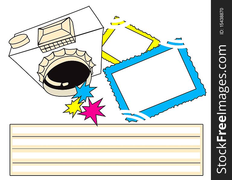 Camera shown in the form of illustration as a business card