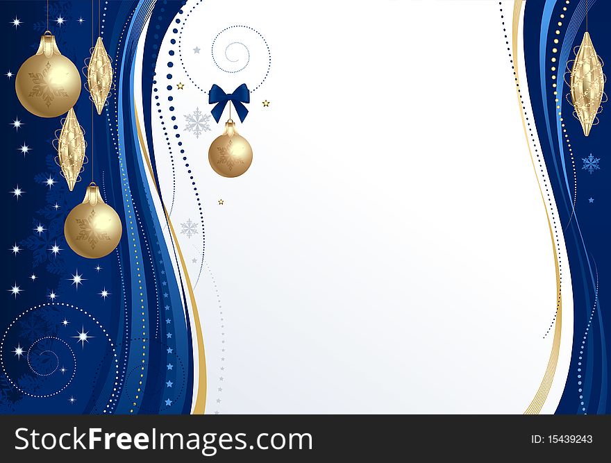 Background Christmas in blue with golden christmas balls. Background Christmas in blue with golden christmas balls.