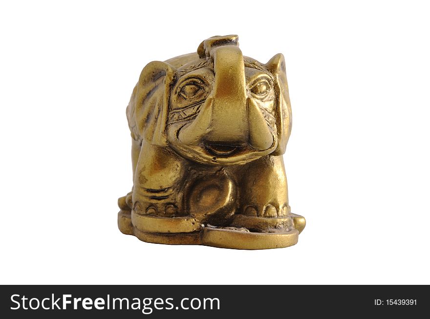 Ancient Golden Statue Of An Elephant Front View