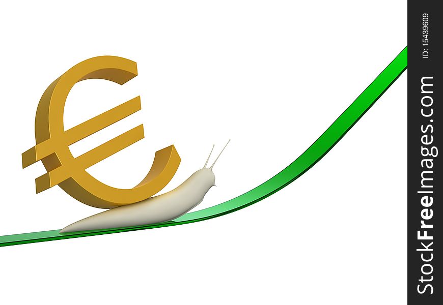 Snail crawling on the schedule, the rising euro. Snail crawling on the schedule, the rising euro