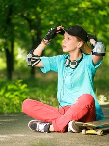 Teenage Girl With Skateboard Royalty Free Stock Photo Teenage Girl With Skateboard Royalty Free Stock Photo