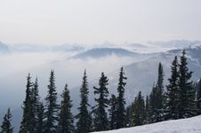 Mountain Range Haze In Winter, Jasper Stock Photo Mountain Range Haze In Winter, Jasper Stock Photo