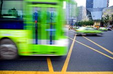 High Speed And Blurred Bus Trails Royalty Free Stock Photography High Speed And Blurred Bus Trails Royalty Free Stock Photography