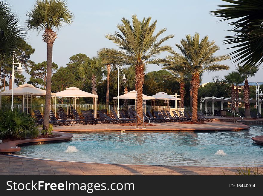 Luxury accomodations at this resort's swimming pool with pool side cabanas. Luxury accomodations at this resort's swimming pool with pool side cabanas