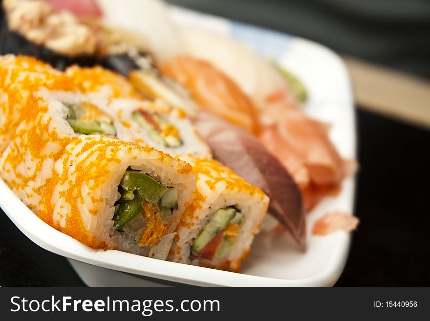 Japanese sushi rolls set