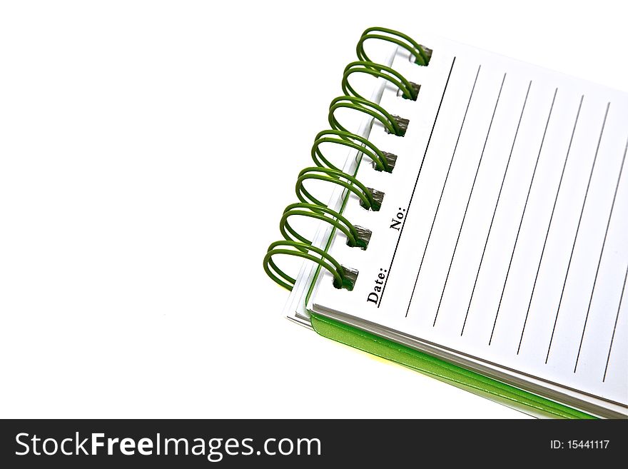 Green cover Notebook isolated on a white background