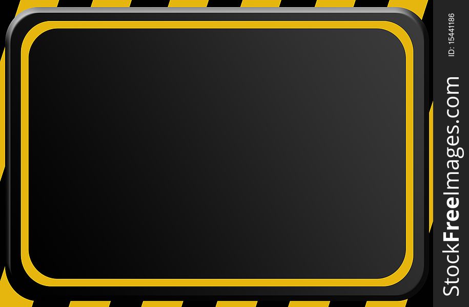 Black and yellow caution advertisement. Empty to insert text or design