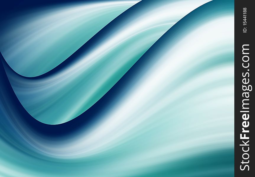 Blue and white dynamic luminous waves. Abstract illustration