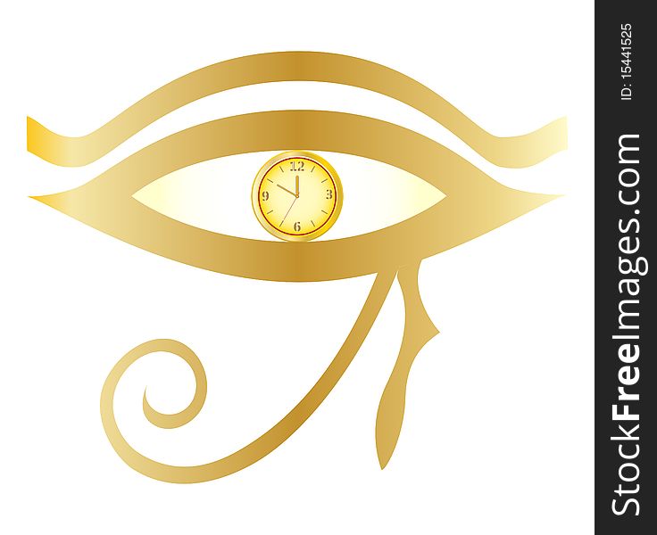 Vector symbol in the form of Egyptian hieroglyphics from the pupil of stylized hours. Vector symbol in the form of Egyptian hieroglyphics from the pupil of stylized hours