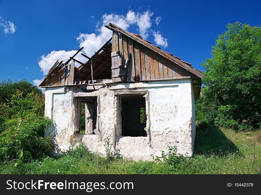 Old and broken house in village.