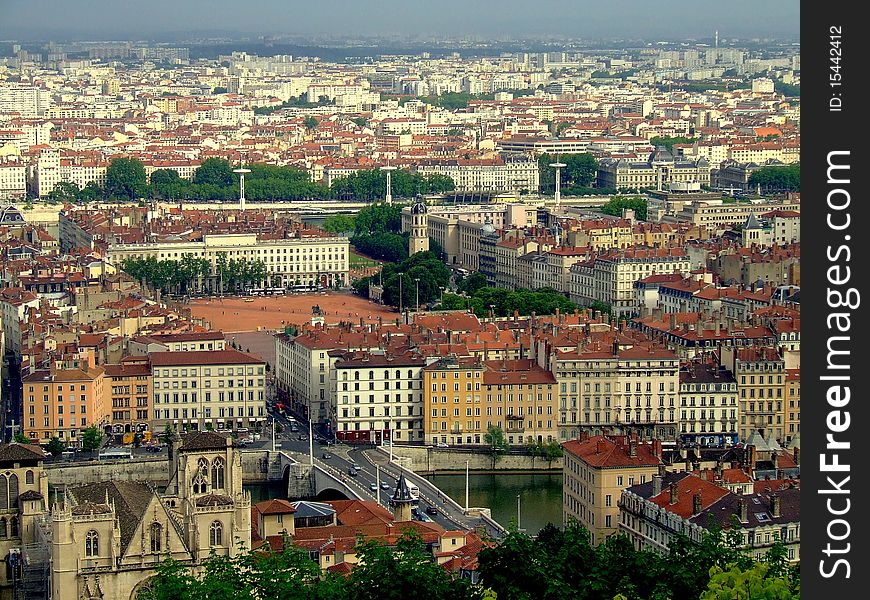 A great european city panorama seen from a high viewing place. A great european city panorama seen from a high viewing place