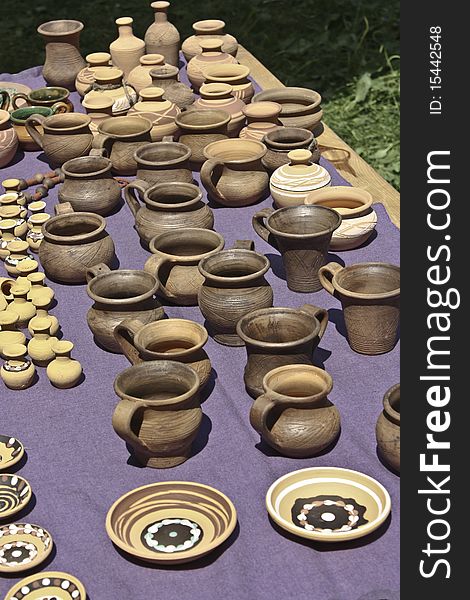 Ancient ceramics plates and dishes.