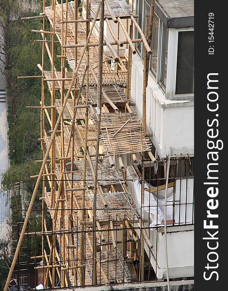 Bamboo scaffolding work outdoor shanghai