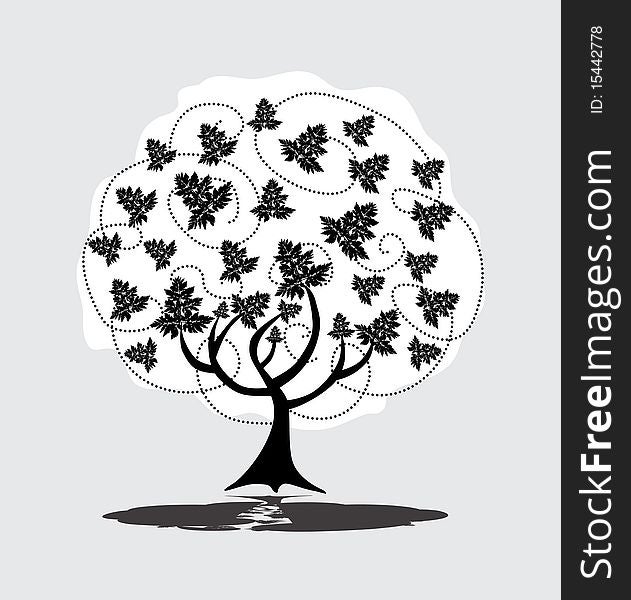 Abstract tree in black white colors, symbol of nature