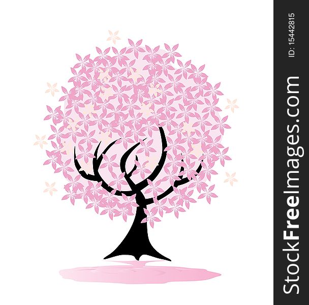 Abstract floral pink tree, symbol of nature. Abstract floral pink tree, symbol of nature