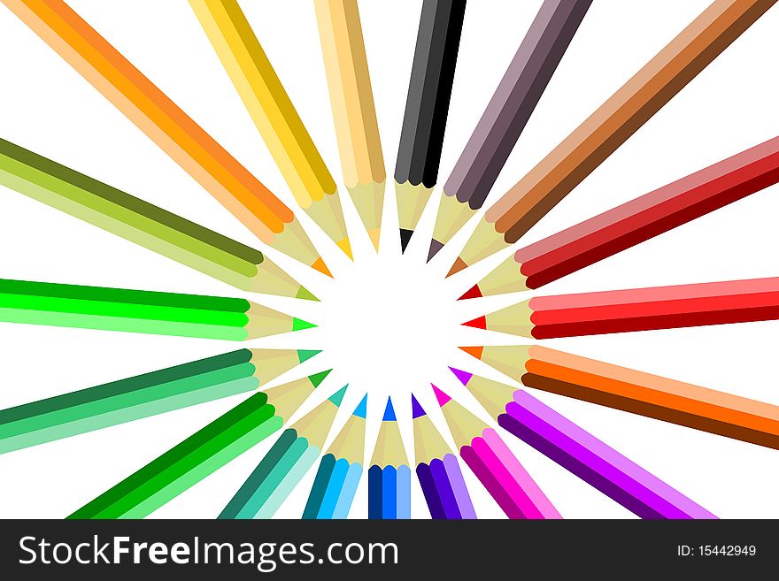 Many colored pencils circular beaded. Many colored pencils circular beaded
