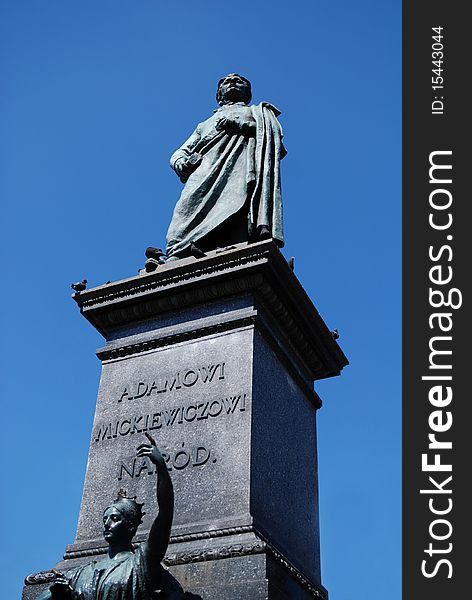 Statue of the Polish poet - Adam Mickiewicz in Cracow. Poland. Statue of the Polish poet - Adam Mickiewicz in Cracow. Poland