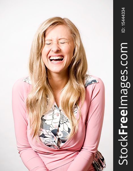 Women's portrait with laugh on her face. Women's portrait with laugh on her face