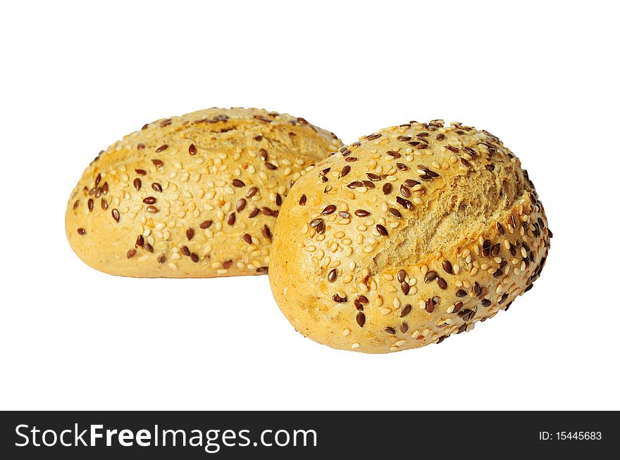 Isolated two small tasty bun with sesame. Isolated two small tasty bun with sesame