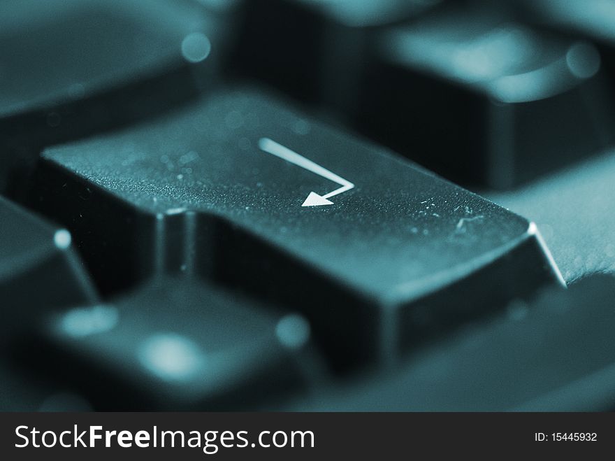 Macro shot of keyboards enter key function