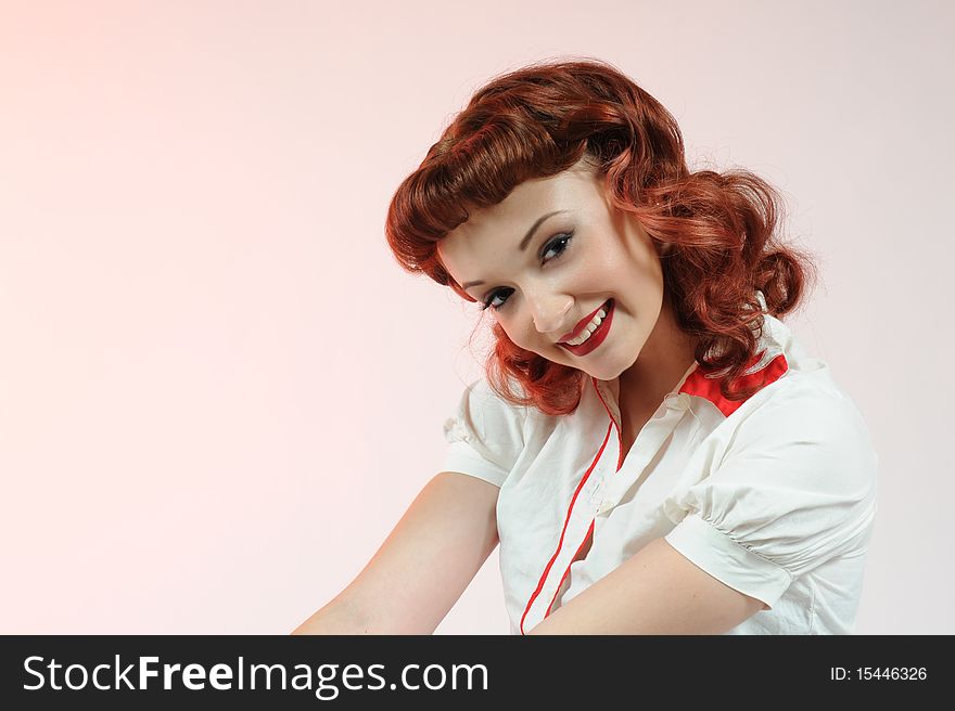 A happy pin up girl. A happy pin up girl.