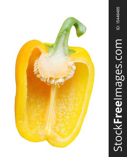 Isolated yellow pepper vegetable against a white background