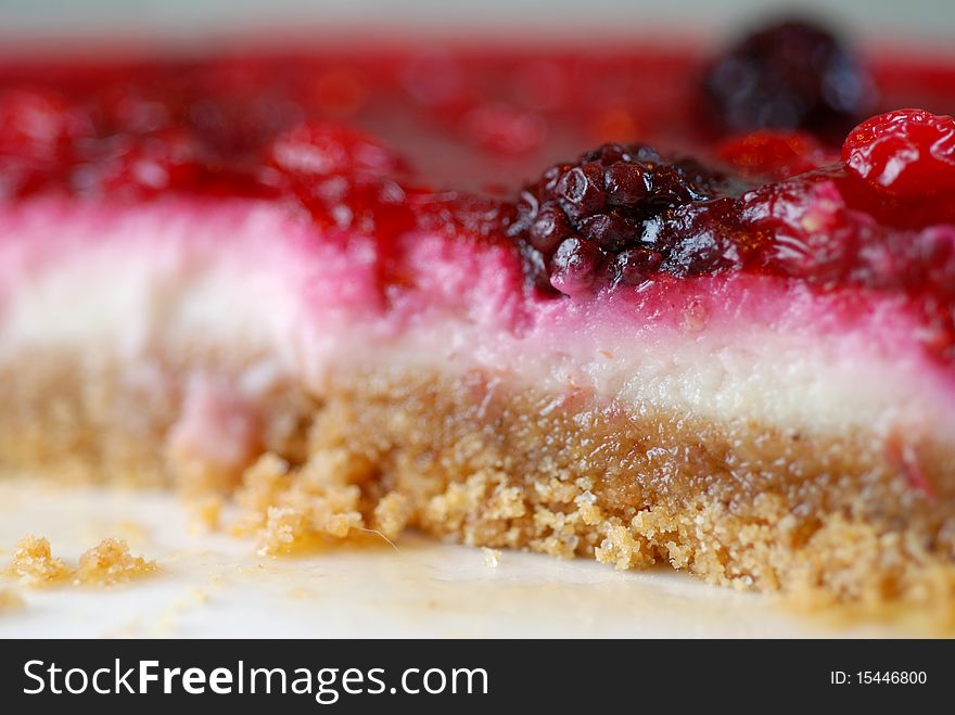 Macro image of a fruit cheesecake with shallow depth of field. Macro image of a fruit cheesecake with shallow depth of field